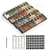 SpaceAid Spice Drawer Organizer with 36 Spice Jars, 386 Spice Labels, 4 Tier Seasoning Rack Tray Insert for Kitchen Drawers, 16.75" Wide x 17.5" Deep