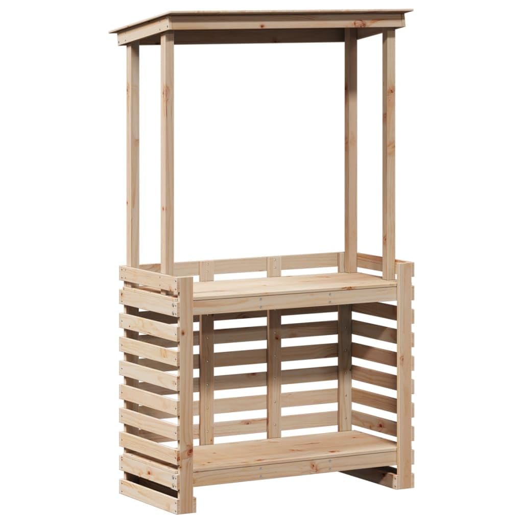 HUAKEHOM Gartenbar Gartentheke mit Dach Ablage Bartisch Stehtisch Tresentisch für Garten Theke Bar Tresen Gartenmöbel 112,5x57x195,5 cm Massivholz Kiefer