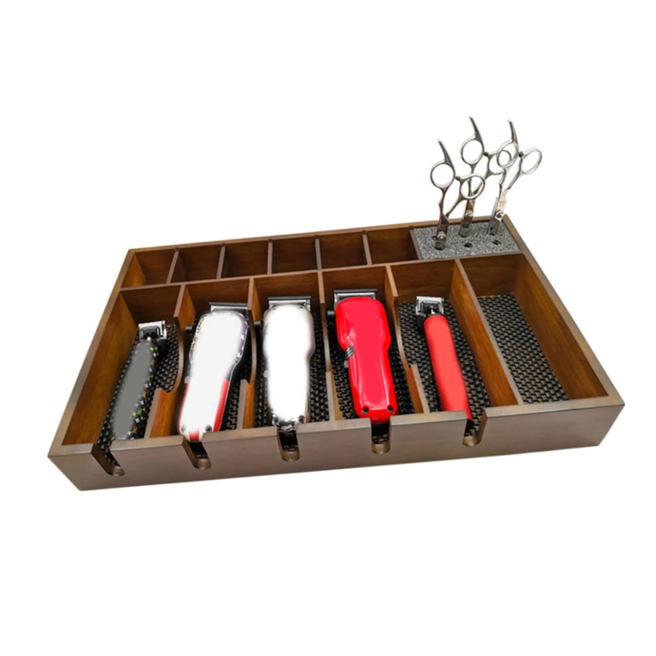 Healeved Boîte à Outils de Barbier en Bois Grosse Capacité, Design à Grille Rationnelle, Finition Soignée, Performance Robuste pour Salon de Coiffure Professionnel