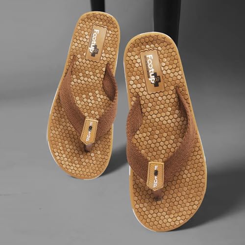 Image of Men's Orthopedic Comfort Flip Flops with Soft Fabric Straps | Cushioned Anti-Skid Footbed Slippers for Men | Lightweight Walking Flip Flops for Home, Outdoor, Indoor Use