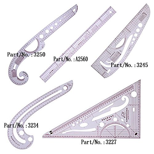 Miniatura 2 de HONEYSEW Herramientas de costura, regla transparente, regla de plástico suave en forma de coma, regla de diseño de estilo, curva francesa, escala de