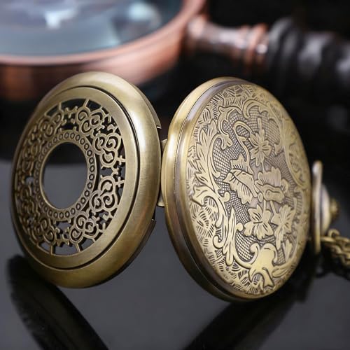 Image of Tiong Roman Numerals Scale Quartz Pocket Watches with Chain Christmas Graduation Birthday Gifts Fathers Day