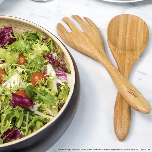 Dehaus® Large Premium Bamboo Salad Tongs - Eco Friendly Wooden Serving Spoons - Salad Serving Utensils - Salad Tosser Forks - Giant Wood Salad Servers - 12 inch Salad Hands - Image 7