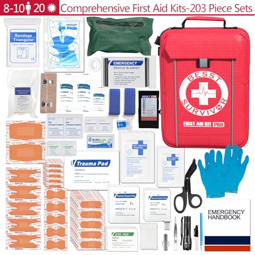 Image of Besst Survivor Comprehensive First Aid Kit -Labeled Compartments for Trauma & Emergencies, Compact Emergency Kits for Car, Boats, Camping, Hurricanes and Outdoor Emergencies Survival -265 Piece