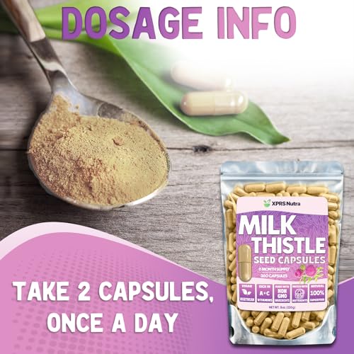 Image of XPRS Nutra Milk Thistle Seed Capsules - 360 Count (6 Month Supply) Premium Milk Thistle Supplement Rich in Silymarin to Support the Liver and Digestion - Pure, Non-GMO Cardo Mariano Pills