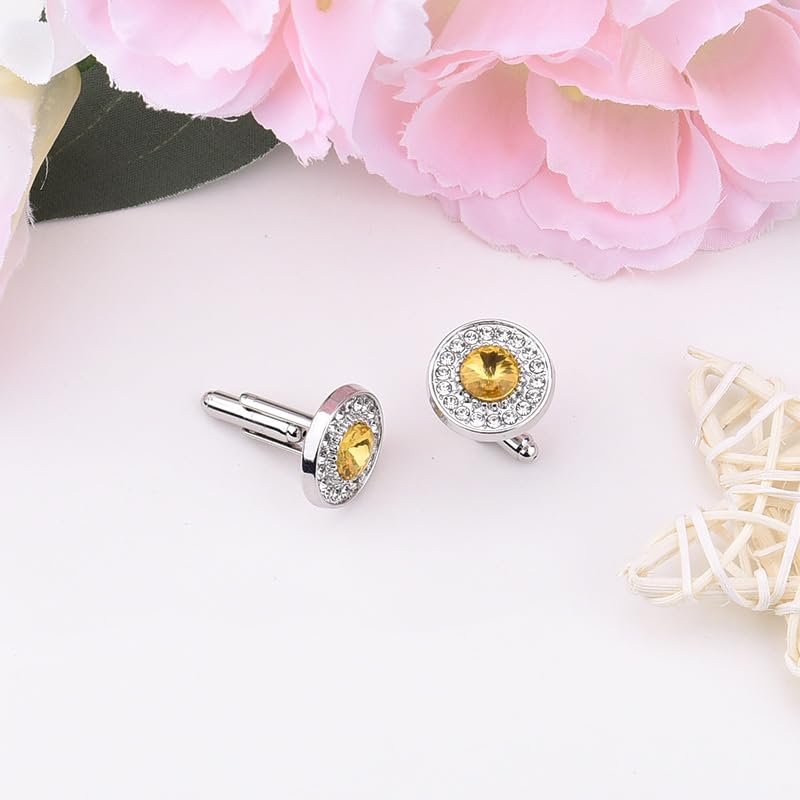 Mancuernillas Redondas con Cristal Azul para Camisa miniatura 6