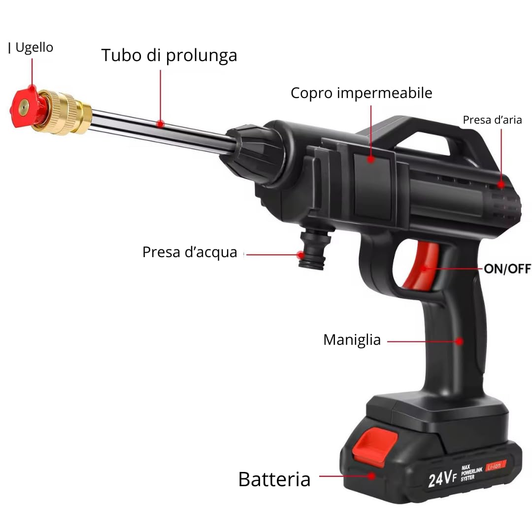 Mini soplador a batería para hojas con turbocompresor e hidrolimpiadora a batería potente, velocidad del aire hasta 126 km/h, equipado con 2 baterías de 48 V 3000 mAh (soplador e hidrolimpiadora)
