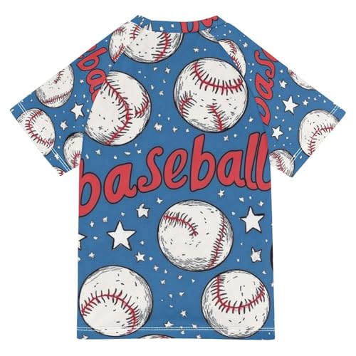 Kids Swimsuit Baseball Blue Star Sunscreen T-Shirts Swimwear Sets UPF 50+2