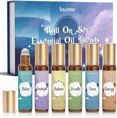 SALKING Essential Oils Roll On Set (6 Pack), Aromatherapy Oil Nat...