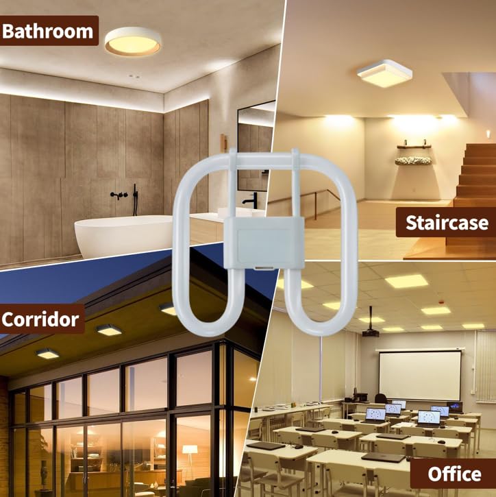 U-Trade Energy-Efficient Fluorescent Light Bulb 2D, 2 Pin or 4 Pin, GR8 or GR10Q, 16W, 28W, and 38W, White, Square - Image 4