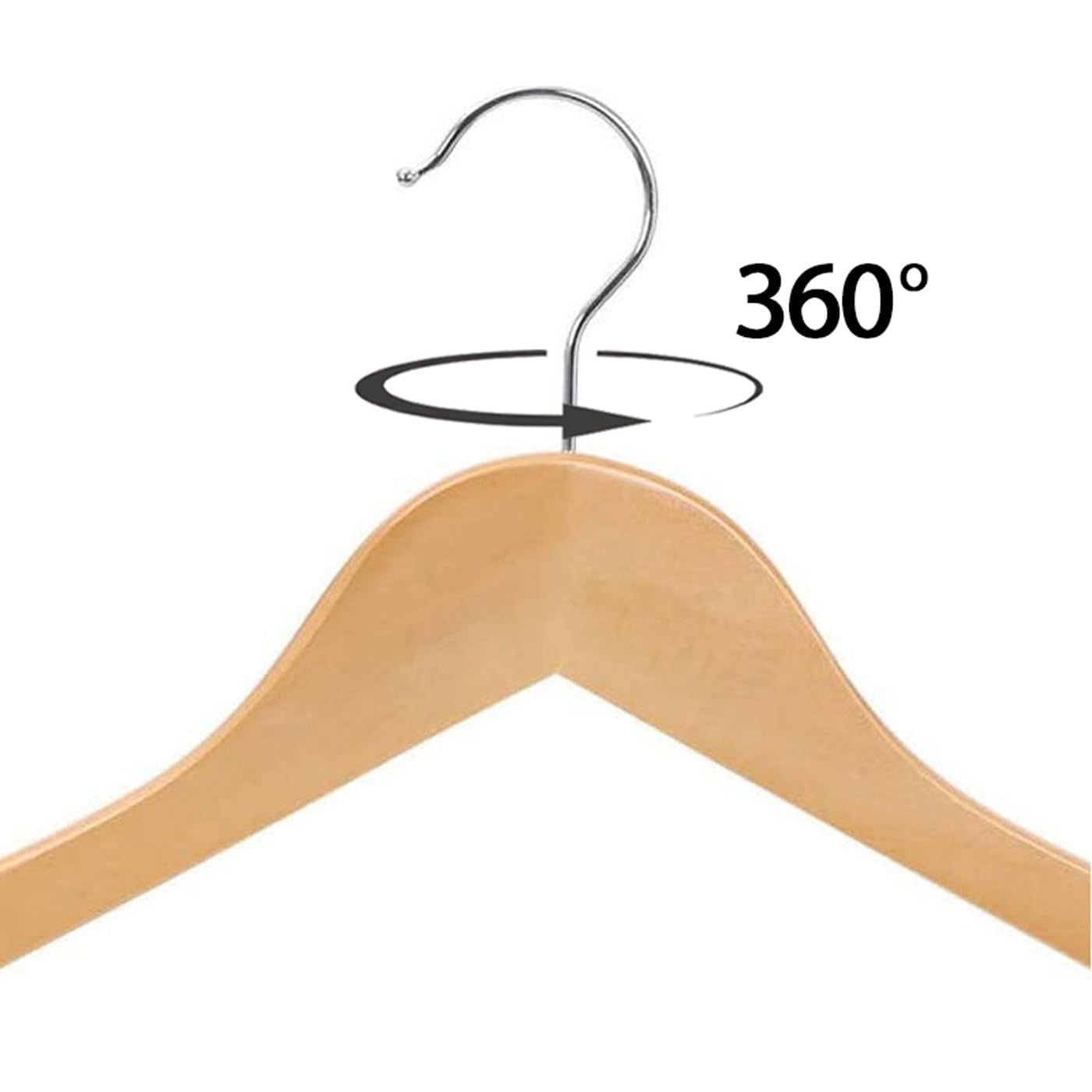 Pack 72 Perchas de Madera para Ropa,Gancho Giratorio 360º Colgador Antideslizante para Trajes, Abrigos, Chaquetas y Camisas, Muescas para Vestidos y Blusas