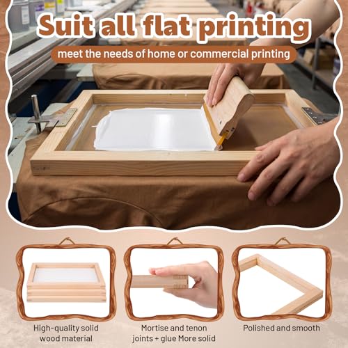 CroBlissful 8 Pcs 4 Size 160 Mesh Wood Silk Screen Printing Frame High Tension Nylon Mesh for Screen Printing Fabric Paper Beginners 10 "x 14 ", 8 "x 12 ", 6" x 10", 5"×9" by CroBlissful - Image 5