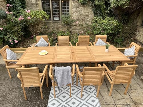 Teak Wood Outdoor Dining Set, 10-Seater Re...