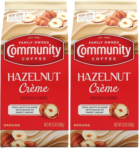 Image of Community Coffee Toasted Hazelnut Flavored 12 Ounce, Medium Roast Ground Coffee, 12 Ounce Bag (Pack of 2)