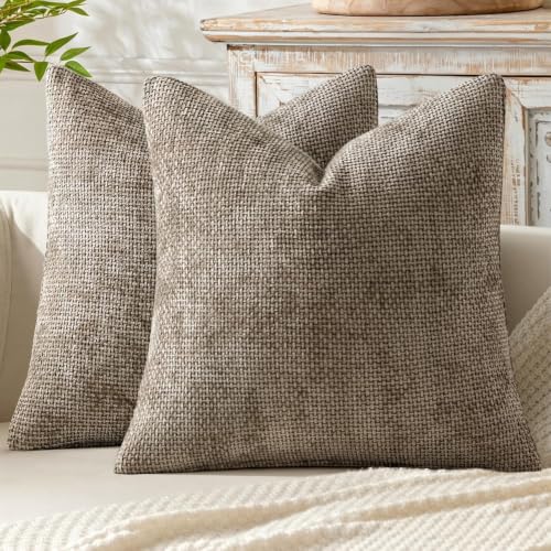 Image of MIULEE Decorative Neutral Khaki Euro Sham Pillow Covers 26x26 Inch 2 Pack
