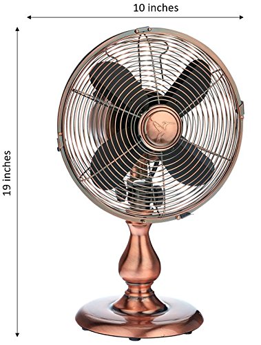 DecoBREEZE Oscillating Table Fan 3 Speed Air Circulator Fan, 10 In, Brushed Copper - Thumbnail 3