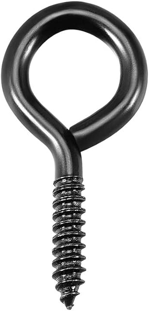 sourcing map 0.15"x1.2" Screw Eye Hooks Self Tapping Screws Screw-in Hanger Eye-Shape Hooks Black 14pcs