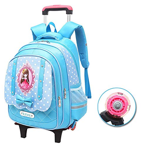 Tasche Hochschule | Abnehmbare Wheeled Bag Kinder Schultaschen Kinder-Spielraum-Rucksack-Karikatur Mit 2/6 Räder Für Mädchen Trolley Rucksack Gepäck, 2 Räder Sky Blue