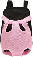 Mochila Canguru para Transporte de Cachorros e Gatos, Tecido Acolchoado e Respirável, Alças Ajustáveis, Usada tanto na Frente Quanto Nas Costas, Passeio Com Seu Pet- QH Shopp (Rosa claro, P)