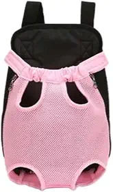Mochila Canguru para Transporte de Cachorros e Gatos, Tecido Acolchoado e Respirável, Alças Ajustáveis, Usada tanto na Frente Quanto Nas Costas, Passeio Com Seu Pet- QH Shopp (Rosa claro, P)