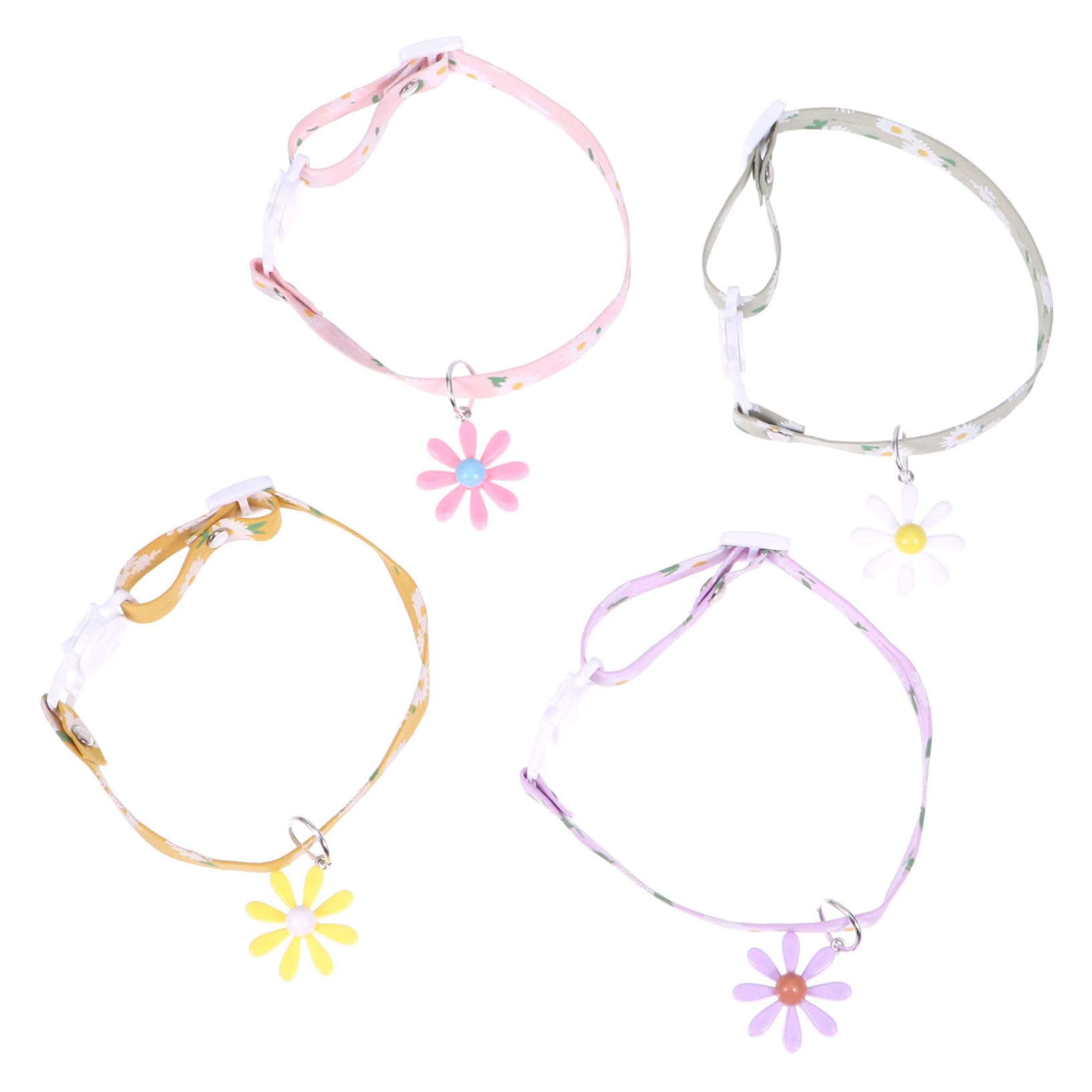 Beavorty 3er-Sets Elegantes Gänseblümchen- Für Kätzchen Katzenhalsband Mit Verstellbarer Größe Sicherheitshalskette Für Haustierkatzen 4 Stück X 3
