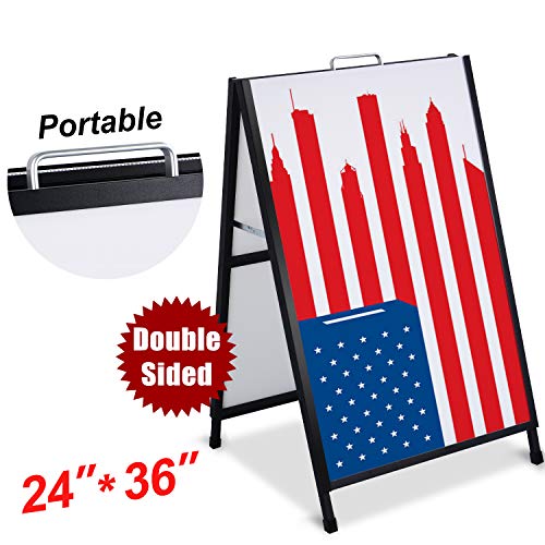 T-SIGN Heavy Duty Portable A-Frame Sidewalk Curb Sign 24 x 36 Inch Slide-in