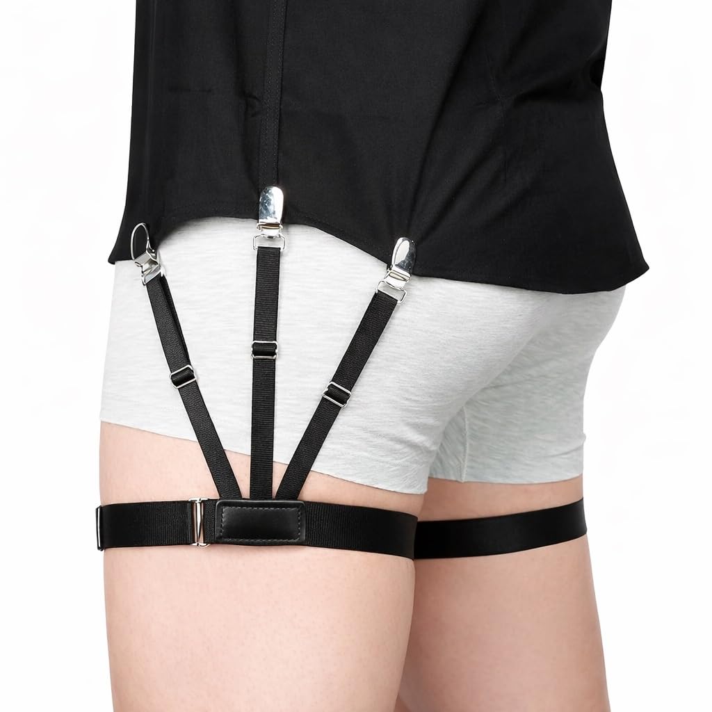 minnesota Shirt Stays for Men Belt Upgrade Adjustable Elastic Garter Military Shirts Holder with Non-slip Locking Clamps, Men Shirt Suspenders, Shirt Tucker Belt (Free Size, Black, 1 Pair)-picture-29