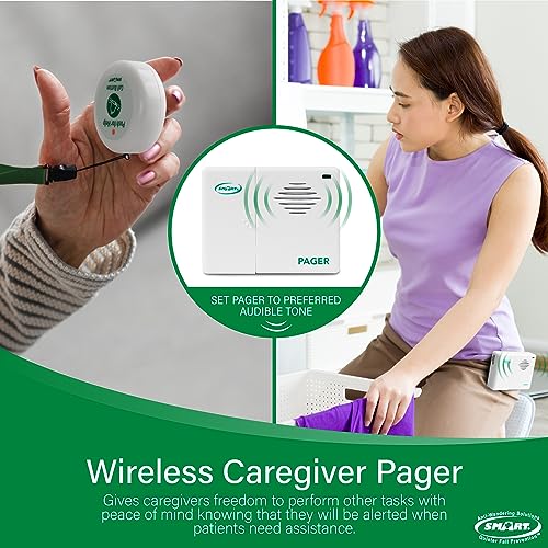Smart-Caregiver-Two-Call-Buttons-Wireless-Caregiver-Pager-for-Fall-Prevention-and-Elderly-Assistance-Caregiver-Call-Button-with-Wearable-Lanyard-Nurse-Call-Alert-System-with-Up-to-300-Range
