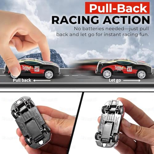 Image of Toy Cars for Kids,48pcs Mini Alloy Die-Cast Cars Set with Storage Box,Assorted Metal Pull Back Vehicles Toy for Kids, Boys & Girls Ages 3+,Birthday Gift,Travel & Play (Car Track)