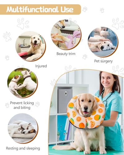 Image of MIDOG Inflatable Dog Cone Alternative for After Surgery - Soft Protective Donut Collar Prevents Licking, Comfortable Recovery E-Collar Alternative for Small Medium Large Dogs (Orange,XL)