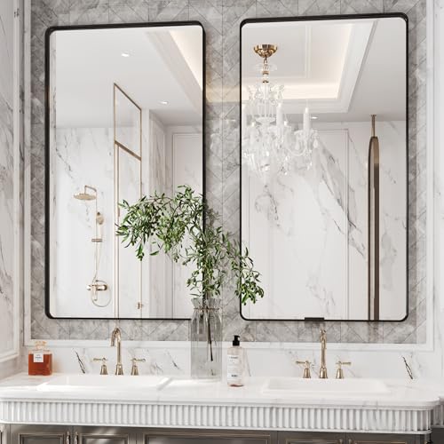Black Mirror for bathroom30x55 inch,Black Frame Mirror,Bathroom Mirrors for Over Sink,Mirrors for Wall,Restroom Mirrors for Wall