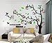 Adesivo da Parete in Acrilico Rimovibile a Forma di Albero con Rami Incurvati e Cornici Porta Foto (Foglie Verde e Albero Nero 165*230CM)