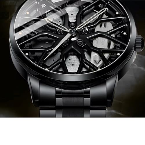 Image of Branded Men's Sport Quartz Watch Car Wheel Multicolour Dial Wheel Dial 360 Rotating Casual Fashion Stainless Steel Alloy Mens &Boy's Luxury Metal Gift Creative Watch
