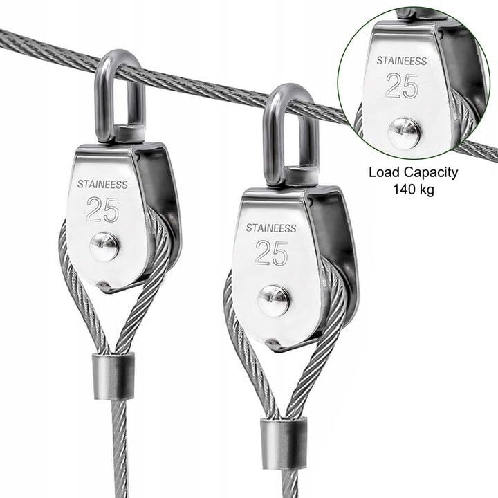 Palan A Corde Poulies Doubles En Acier Inoxydable PATIKIL - M15, Charge 35kg, Pour Levage Poulie Levage Acier