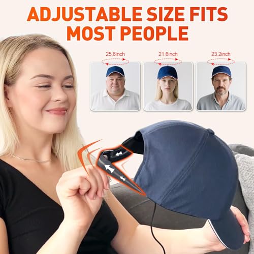 Image of Red Light Cap, Red Light Hat for Head, 630nm 850nm 940nm Infrared Light Cap Adjustable Size, and Pulse Mode