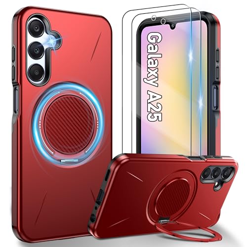 Gritup für Samsung S Serie Gehäuse [Kompatibel mit MagSafe Zubehör]: 2 Stück HD-Bildschirmschutz, eingebauter Kickstand, Dual Layer Stoßdicht, Kamera Guard, Samt Touch