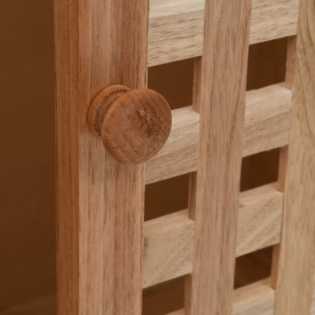 Mueble de Baño de Madera de Nogal con Espejo y Estante de Rejilla - Armario para Lavabo con Puertas de Celosía, Amplio Almacenamiento para Toallas y Productos de Higiene,