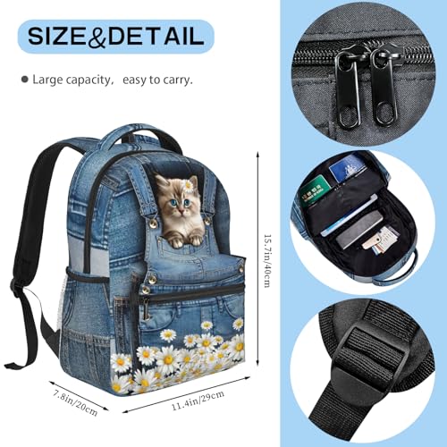 Cute Cats Backpack For Teen Girls Boys,Canvas Animals Bookbags For Schools Kids Backpacks For Girls In Preschool Kindergarten Elementary School Kawaii School Backpacks2