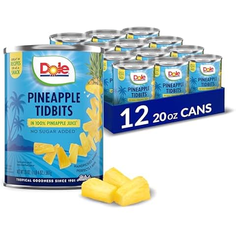 Dole Canned Fruit, Pineapple Tidbits in 100% Pineapple Juice, Gluten Free, Pantry Staples, 20 Oz, 12 Count, Packaging May Vary Cover