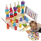Juguete de secuenciación de perlas – Juguetes de aprendizaje preescolar | Juguete apilador de forma a juego | Juguete apilable de colores y formas a juego | Juguetes educativos de aprendizaje