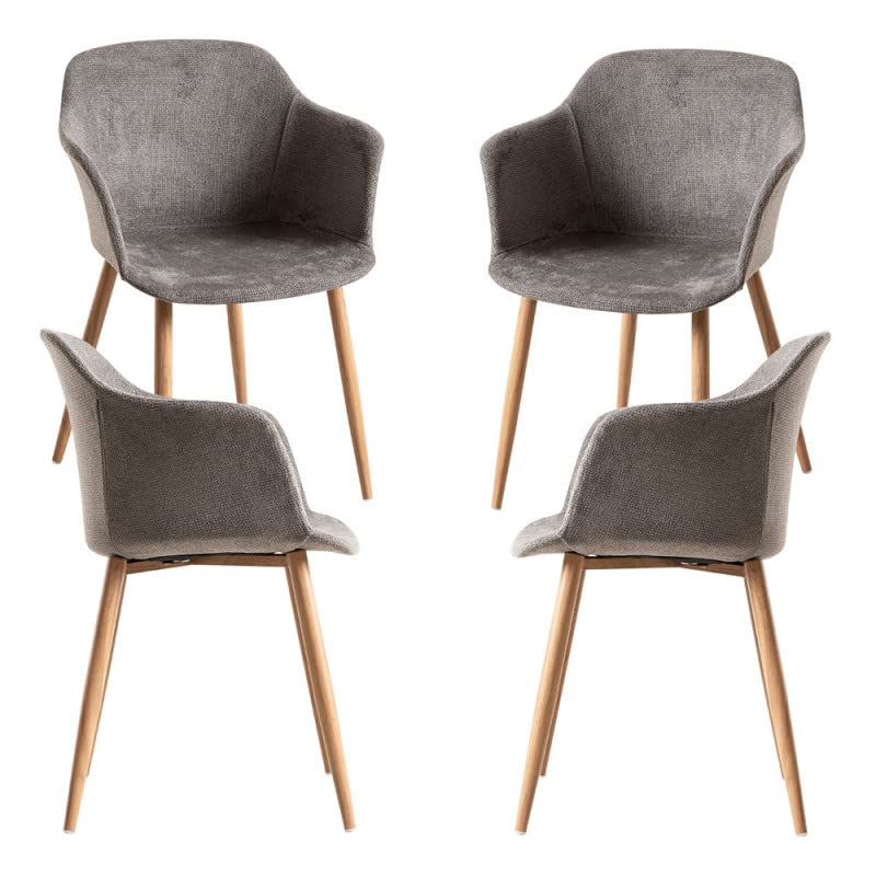 Sillas Comedor Pack 4 Gris Tela Marca Regalos Miguel