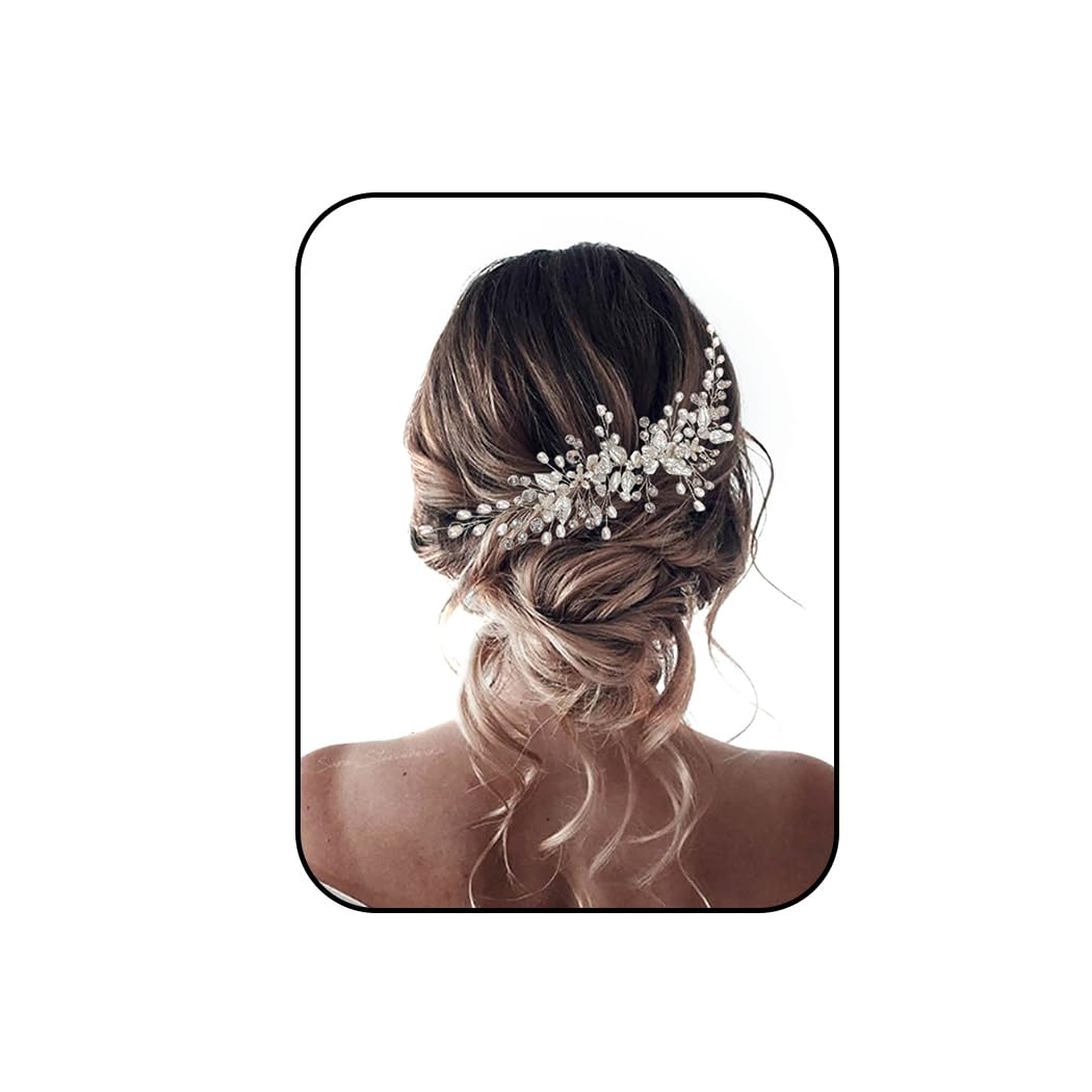 Unicra vid pelo boda flor accesorio para el cabello mujer para mujeres y niñas (plata)