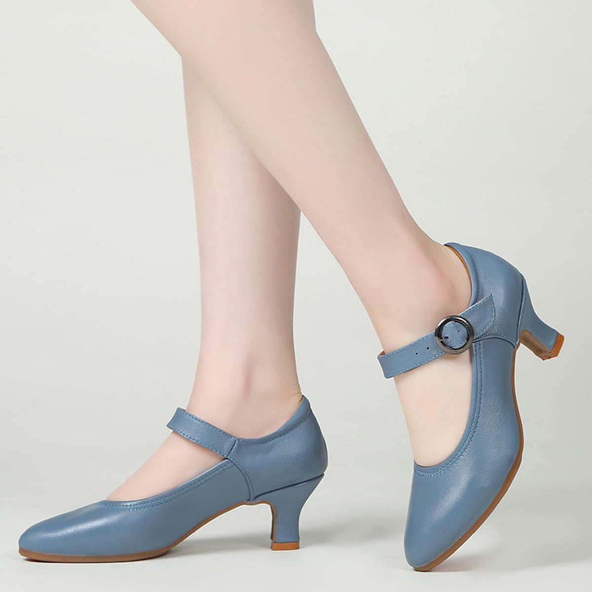 Zapatos de Baile de Salón Mujer Tacon Bajo 5cm Cerrados Zapatos de Baile Salsa Latina Bachata Tango Vals Cuero para Interior Fiesta