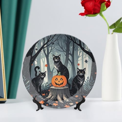 Plato decorativo Art Fall Bone China de cerámica de 8 pulgadas miniatura 6