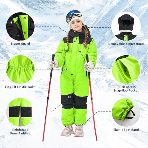 Owntop Kids Toddler Snow Suit One Piece for Boys Girls Lightweight Insulated Ski Suit Windproof Hooded Snowsuit Baby Jumpsuit2
