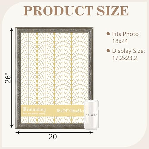 Image of VIOLABBEY 18x24 Poster Frame Sliver 2Pack, Vintage Frames Ornate without Mat