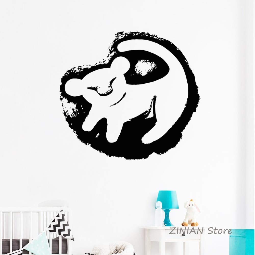 jiushivr Baby Wall Decal Vinyl Simba Sticker Kids Room Removable Girls Boys Nursery Wall Stickers Cartoon Home Decor Mural 84x92cm