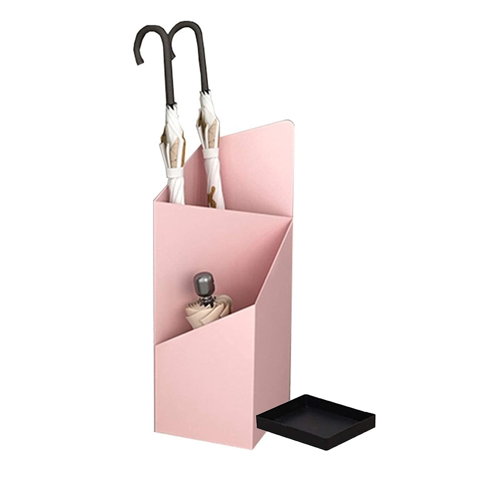 HYLYGFH Metal Geometric Umbrella Stand with Drip Tray - Stylish Pink Umbrella Holder Rack for Home, Hotel & Office - Durable, Space-Saving Design