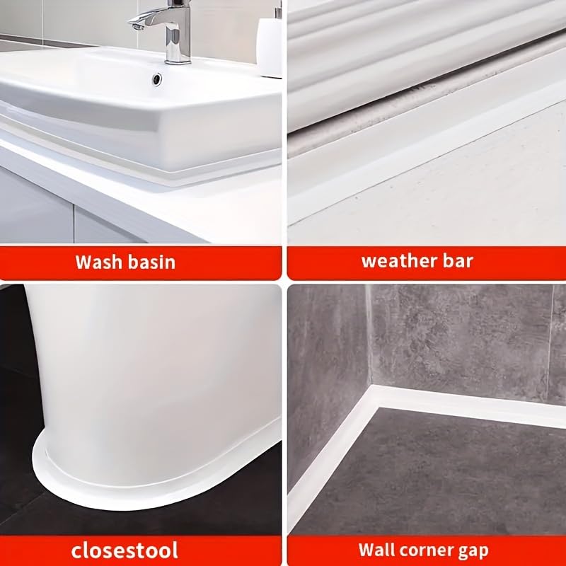 2 Rolls Heavy-Duty Self-Adhesive Seal ing Tape | Sealant for Bathtub Toilet & Kitchen, 39.3 Inch