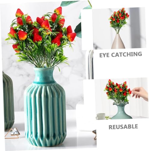 5 PCS Artificial Strawberry Decor Fake Strawberry Branches Simulated Strawberry Artificial Fruit Branch Artificial Strawberry Picks Plastic Strawberry Stems Christmas Fake Strawberry Decor Plant